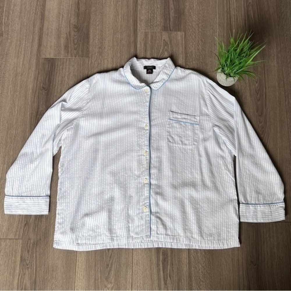 J. Crew Flannel Long-Sleeve Pajama Top In Stripe Size XXL